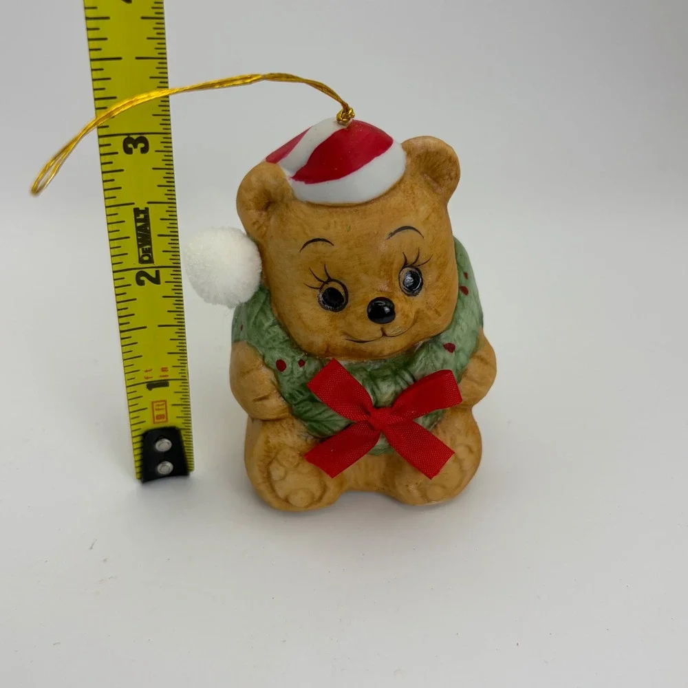 Vintage 1986 Jolly Jingles Ceramic‎ Teddy Bear Christmas Bell Ornament with Box